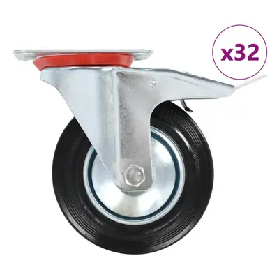 (32 pcs) vidaXL Swivel Casters with Double Brakes Furniture Casters Trolley Caster