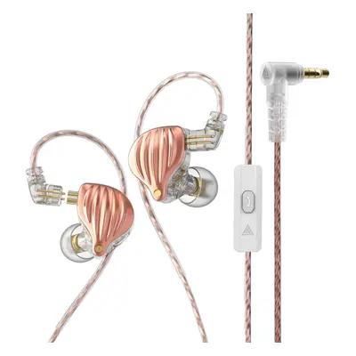 (Rose Gold, With Mic) Dynamic In-Ear Earphones Monitor Metal Wired Earphone ENC Noise Cancelling