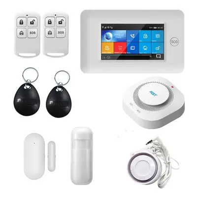 (UK Plug, Type 4) WiFi GSM GRRS Wireless Alarm System WiFi Intruder Security Alarm Kit APP Contr