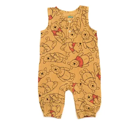 Disney Winnie the Pooh Newborn Baby Boys Cotton Gauze Henley Romper Or