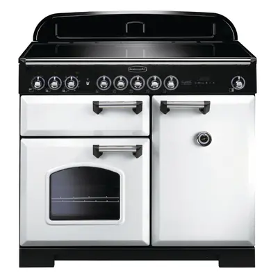 Rangemaster CDL100EIWH/C Classic Deluxe White with Chrome Trim 100cm Induction Range Cooker - A 