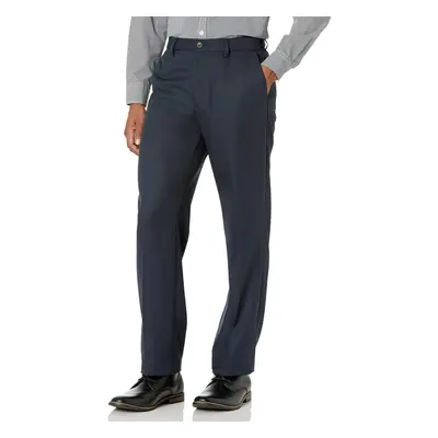 Mens classic-Fit Expandable-Waist Flat-Front Dress Pant, Navy, 36W x 31L