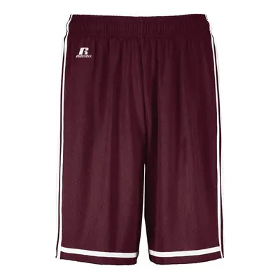 Russell 4B2VTM.MWH.XL Adult Legacy Basketball Shorts, Maroon & White - Extra Large