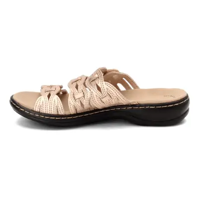 Clarks Women's Leisa Faye Flat Sandal Rose Gold Leather