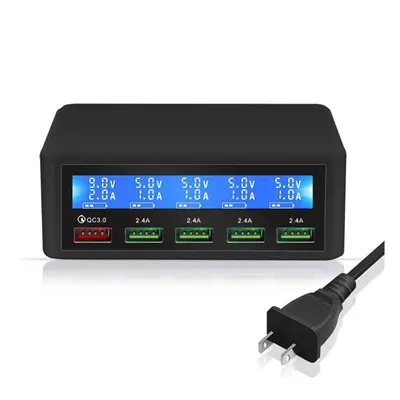 (AU Plug) USB Mobile Phone Charger Real-time Dynamic of Intelligent LCD Digital Display Automati