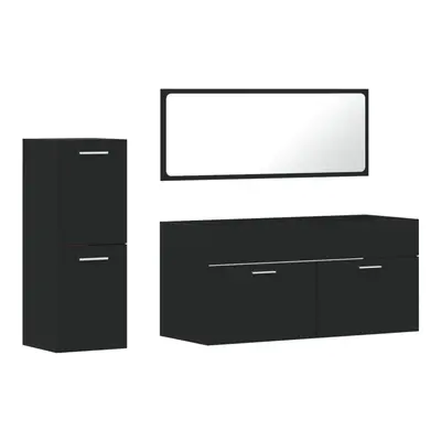 (black) vidaXL Bathroom Furniture Set Piece Storage Cabinet Engineered Wood