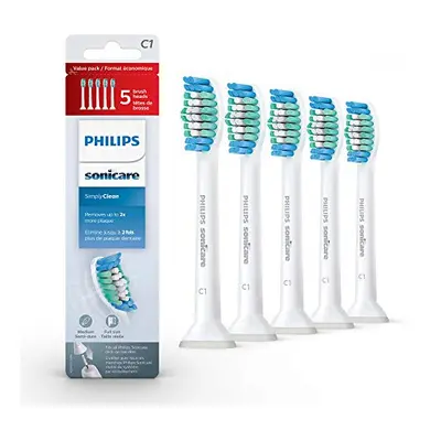 Philips Sonicare Genuine SimplyClean Replacement Toothbrush Heads, Brush Heads, White, HX6015/03