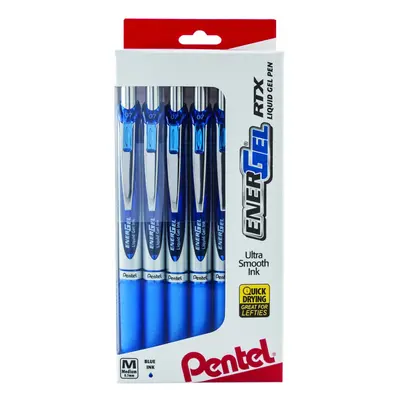 Pentel EnerGel RTX Retractable Liquid Gel Pens Medium Point 0.7 mm 54% Recycled Blue Barrel Blue