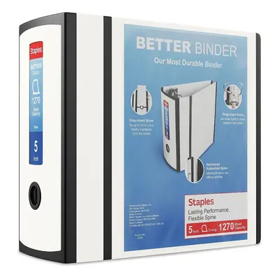 Staples Better Binder Heavy-Duty View White 1000-Sheet Capacity 5""