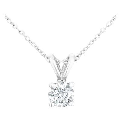 Jewelco London 9ct White Gold Round 1/4ct Diamond Solitaire Pendant Necklace inch 46cm - PP0AXL2