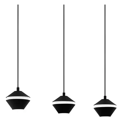 EGLO Perpigo Pendant Light 3-Bulb Modern Steel Pendant Light in Black, Dining Table Lamp, Living