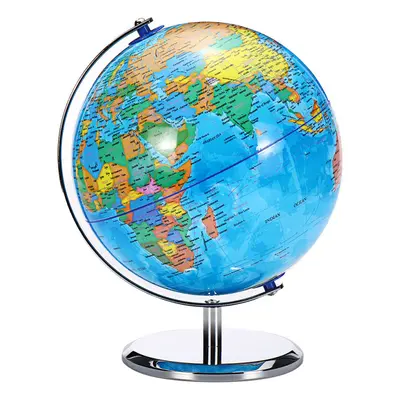 (Without LED) 8inch Stand Rotating World Globe Map Kids Toy School Student Educational Gift