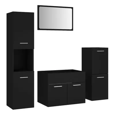 vidaXL Bathroom Furniture Set Black Engineered Wood Cabinet Washroom Cupboard