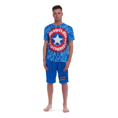 Marvel Avengers Captain America Mens Pajama Shirt & Shorts Blue X-Larg