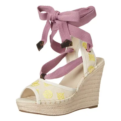 Guess Women's Halona Wedge Sandal Beige/Lilac 8.5