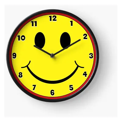 (Smiley Face Red and Gold Novelty=1371) Wall Clock Inch Funny Mantel & Tabletop Art Decor for Ho