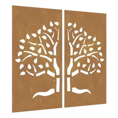 vidaXL Garden Wall Decoration Wall Art Decors pcs Corten Steel Tree Design