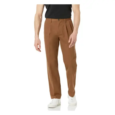 Men's Classic-Fit Wrinkle-Resistant Pleated Chino Pant (Available in Big & Tall), Dark Khaki Bro