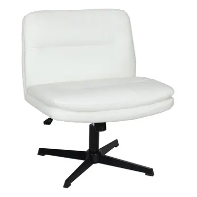 (White) Armless Office Chair Adjustable Cross-legged Chair