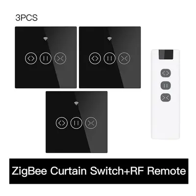 (3 EU and Remote) 433MHz Smart Touch Curtain Switch Roller Blinds Shutter Wireless Control Relay