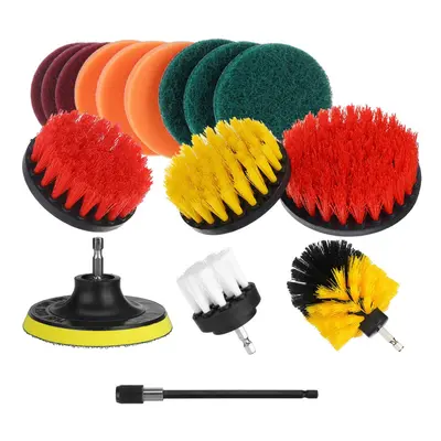 16Pcs/Set Drill Scrubber Cleaning Brush Kit for Bathroom Surfaces Tub Tile and Grout