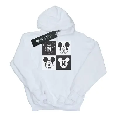 (S, White) Disney Mens Mickey Mouse Smiling Squares Hoodie