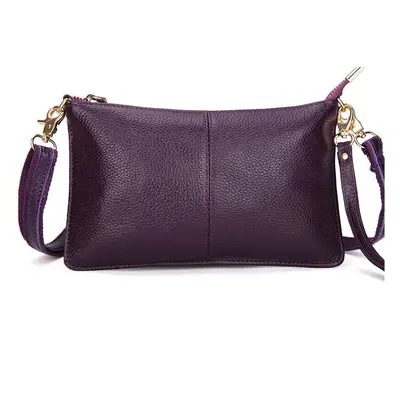 (Purple) Women Genuine Leather Day Clutches Candy Color Bags Women's Fashion Crossbody Bags Smal