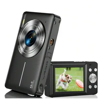 (Black) FHD 1080P Digital Camera, 44MP Point And Shoot, 16X Zoom, Anti-Shake, Vlogging