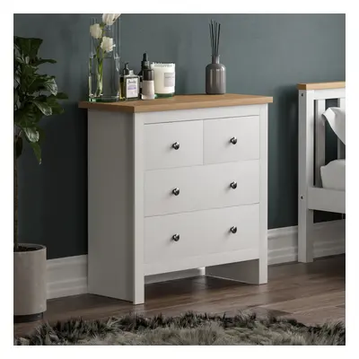 (White & Oak) Arlington 2+2 Drawer Chest Bedroom Storage Oak Top