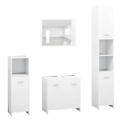 (white) vidaXL Bathroom Furniture Set Piece Engineered Wood Storage Multi Colours