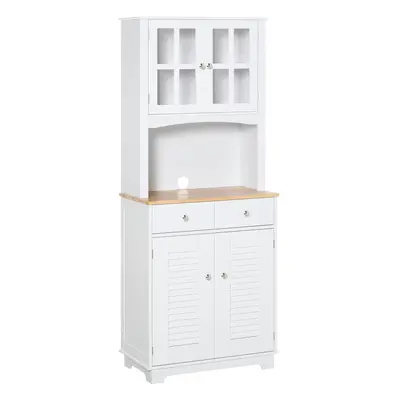 HOMCOM Coastal Kitchen Cupboard Storage Cabinet Unit for Dining Room, White