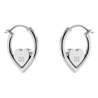 Tommy Hilfiger Women's Jewelry Hoop Heart Earrings Color: Silver (Mod