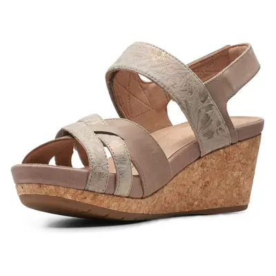 Clarks womens Un Capri Walk Wedge Sandal Taupe Nubuck/ Lea Combi U