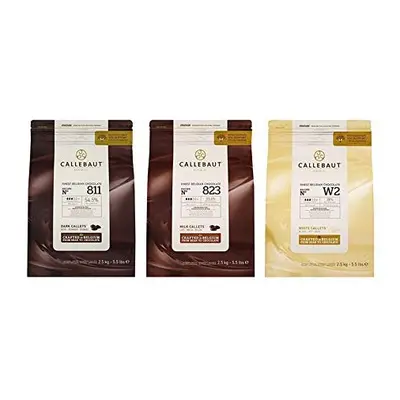 Callebaut, Dark, Milk & White chocolate chips (3 x 2.5kg Bundle)