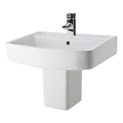 Square Tap Hole Basin & Semi Pedestal - 520mm