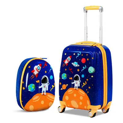 2 PCS Kids Luggage Set Toddlers Carry-on Suitcase & Backpack Set