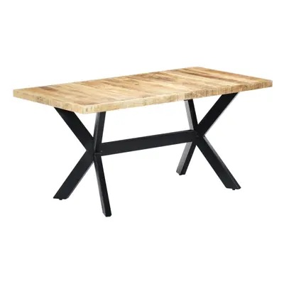 vidaXL Solid Rough Mango Wood Dining Table Heavy Duty Steel Legs 160x80cm