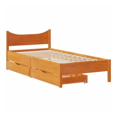 (wax brown, x cm) vidaXL Bed Frame with Drawers Bed Base Solid Wood Pine