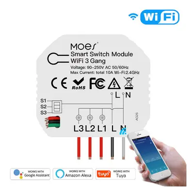 (1pcs) Mini WiFi Smart Light Switch Gang 1/2 Way Module Smart Life/Tuya App Control Works with A