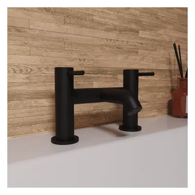 Nes Home Modern Designer Deck Mounted Brass Bath Filler Tap Matte Black