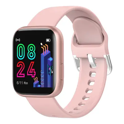 (Light pink-Silicone) 1.4inch Big Full Touch Screen 24h Heart Rate Blood Pressure O2 Monitor Wea