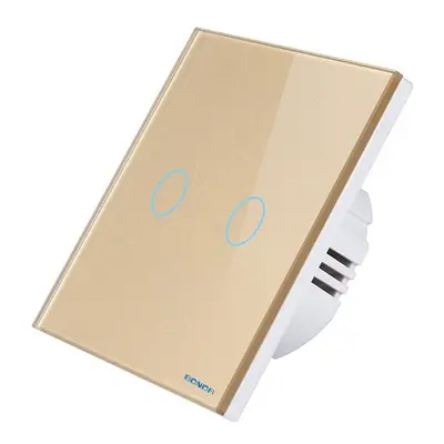 (2 Gang Gold) WIFI Smart Remote Control Touch Switch Mobile Phone Remote Control Single Fire Wir