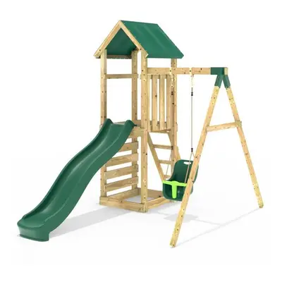 (Rosa) Rebo Adventure Wooden Climbing Frame, Swing Set and Slide