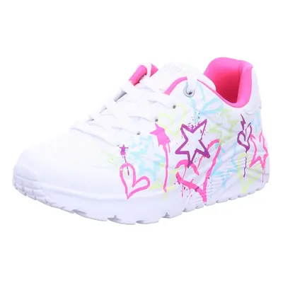 Skechers Kids Girls Uno Lite-My Drip Sneaker White/Mint Little Ki