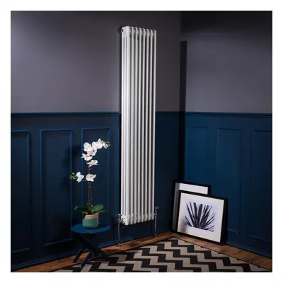 (1800 x 380mm Triple, White) PlumbGalaxy Traditional-Style Cast Iron Radiator