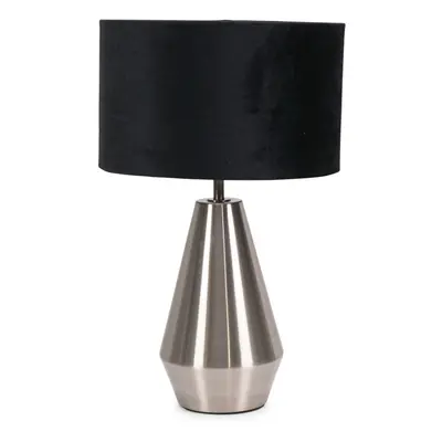 ValueLights Jax Black Velvet Shade & Chrome Dimmable Touch Table Lamp