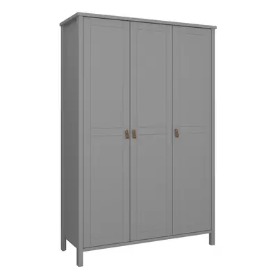 Tromso Doors Wardrobe in Folkestone Grey with Leather Handles