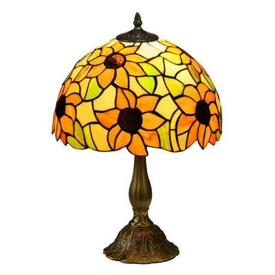 HOMCOM Stained Glass Table Lamp, Handmade Antique Bedside Lamp