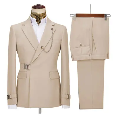 (beige, 6XL) Men's two-piece suits, groom's suits, groomsmen's suits, banquet suits