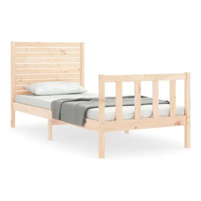 (natural, x cm) vidaXL Bed Frame Bed Base Platform Bed with Headboard White Double Solid Wood